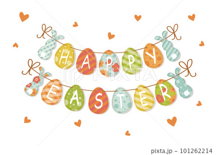 easter day greeting banner garland of easter eggs vector 101262214