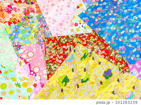 折り紙・千代紙のカラフルな和風背景素材 折り紙・千代紙のカラフルな和風背景素材 101263239
