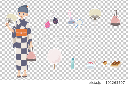 A woman who goes to a summer festival in a yukata 101263507