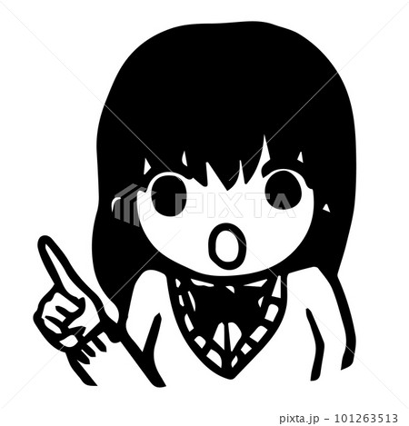【塗り絵】注意点を指し示す女子高生【線画】 【塗り絵】注意点を指し示す女子高生【線画】 101263513