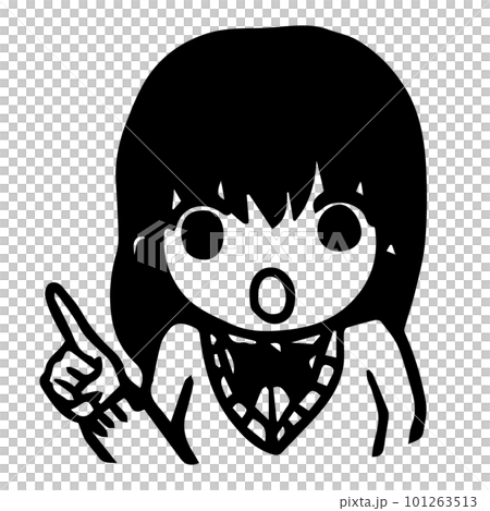 【塗り絵】注意点を指し示す女子高生【線画】 【塗り絵】注意点を指し示す女子高生【線画】 101263513