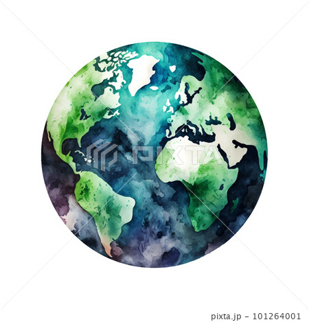 Artistic vector illustration of Earth globe isolated on white background. Watercolor style 101264001