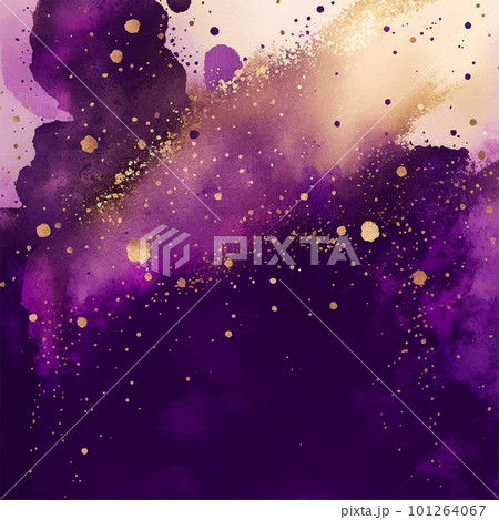Mauve liquid watercolor background with golden glitter lines. Pastel violet marble alcohol ink drawing effect. Vector illustration of abstract stylish fluid art amethyst backdrop. Mauve liquid watercolor background with golden glitter lines. Pastel violet marble alcohol ink drawing effect. Vector illustration of abstract stylish fluid art amethyst backdrop. 101264067