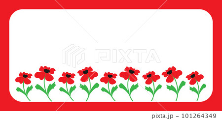 frame red doodle poppies stylized 101264349