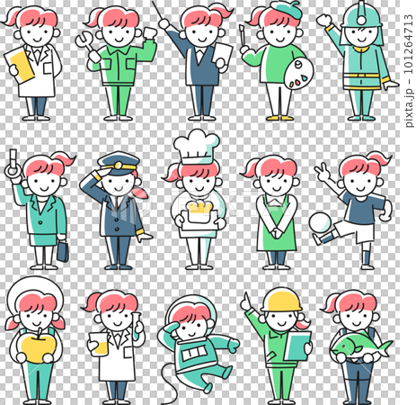 Girls dressed for various occupations 101264713