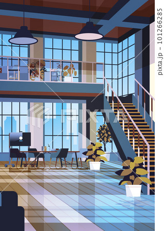 creative empty no people apartment modern loft interior of open space home office with furniture for corporate or freelance work 101266285