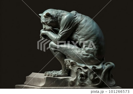the thinker Statue Cat famous sculpture illustration generative ai the thinker Statue Cat famous sculpture illustration generative ai 101266573