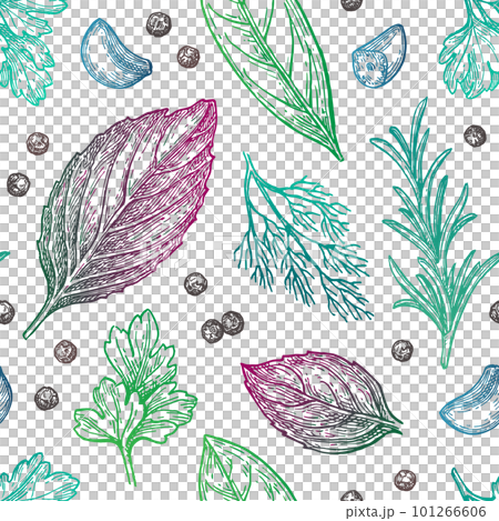 Seasonings and herbs seamless pattern.のイラスト素材 [101266606] - PIXTA