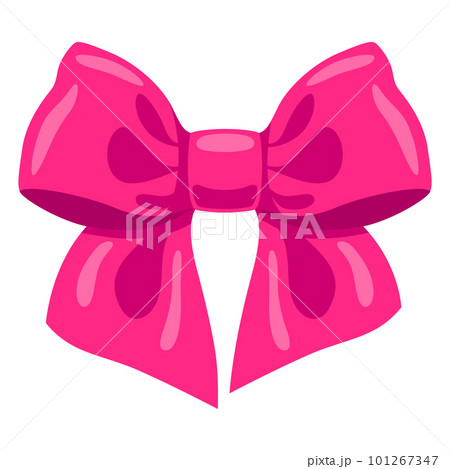 Pink satin bow illustration. Ribbon with knot for card decoration and design. 101267347