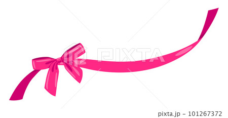 Background with pink satin gift bow. Card decoration with ribbon. 101267372