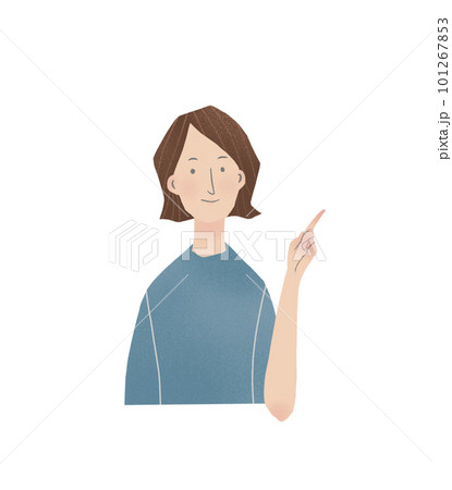 ポイントを提案する女性の手描きイラスト ポイントを提案する女性の手描きイラスト 101267853