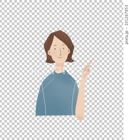 ポイントを提案する女性の手描きイラスト ポイントを提案する女性の手描きイラスト 101267853