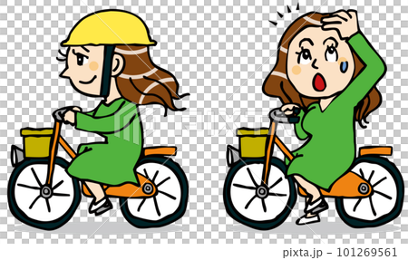 戴頭盔騎自行車的女人和注意到自己忘記戴頭盔的女人 2 件套 101269561