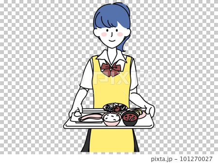 High school girl carrying food High school girl carrying food 101270027