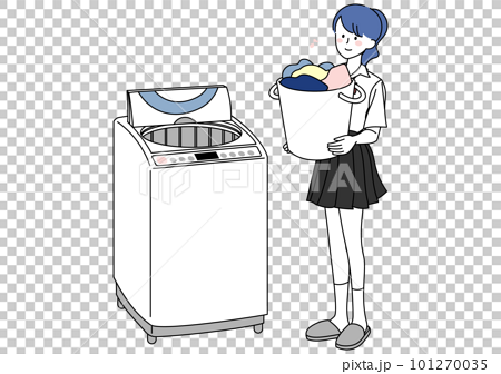 洗濯する女子高校生 101270035
