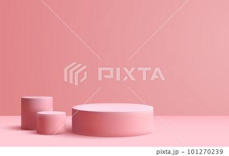 Podium 3d vector realistic. Cylindrical round podiums for the presentation of goods. 101270239