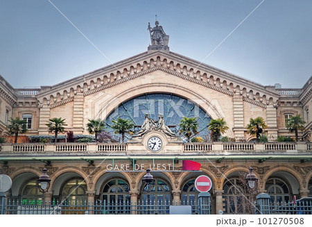 Paris Gare de l'Est, France. Eastern railway station, train terminal building facade 101270508