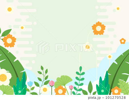 カラフルな植物のフレームイラスト カラフルな植物のフレームイラスト 101270528