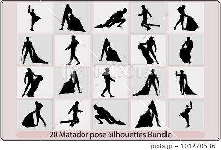 silhouette of matador and bull,bullfighter matador illustration and bull, 101270536