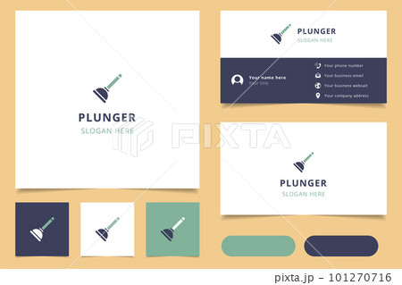 Plunger logo design with editable slogan. Branding book and business card template. Plunger logo design with editable slogan. Branding book and business card template. 101270716