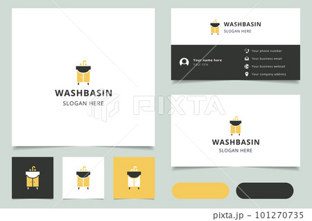 Washbasin logo design with editable slogan. Branding book and business card template. Washbasin logo design with editable slogan. Branding book and business card template. 101270735