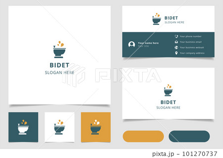 Bidet logo design with editable slogan. Branding book and business card template. 101270737