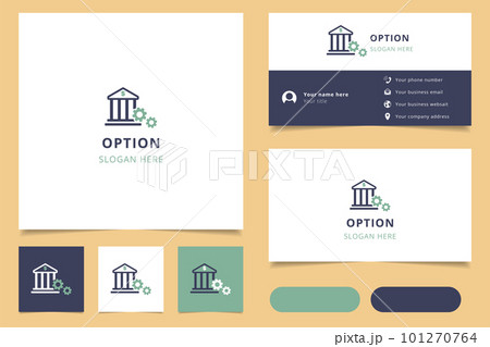 Option logo design with editable slogan. Branding book and business card template. 101270764