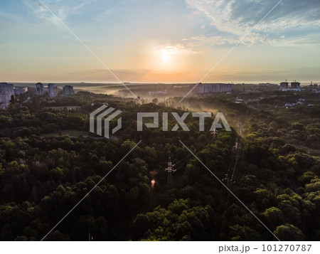 Aerial sunrise morning sky panorama Kharkiv city Aerial sunrise morning sky panorama Kharkiv city 101270787