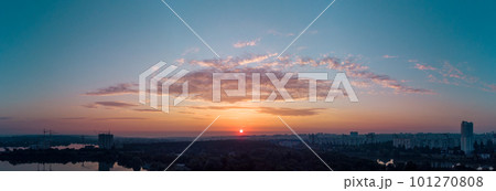Aerial scenic sunrise sky panorama with clouds 101270808
