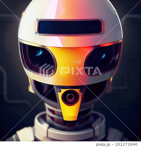Portrait of robot astronaut. Science fiction. Realistic image closeup. AI-generated 101271640