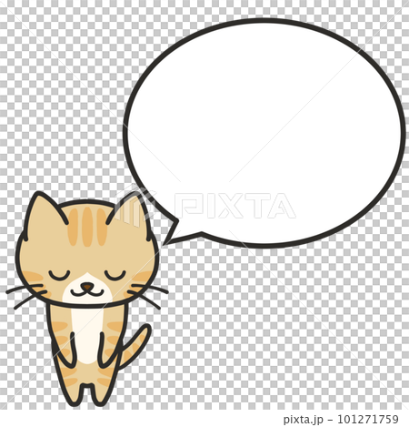 丁寧にお辞儀をして何かを伝えるハチワレ茶トラ猫 101271759