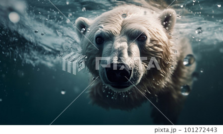 an arctic polar bear as it dives in the sea, Generative AI an arctic polar bear as it dives in the sea, Generative AI 101272443