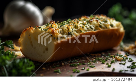 Freshly Baked Homemade Garlic Bread with a Mouthwatering Fragrance, Generative AI 101272494