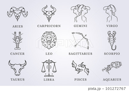 set of zodiac astrology horoscope sign line art vector illustrtaion design set of zodiac astrology horoscope sign line art vector illustrtaion design 101272767