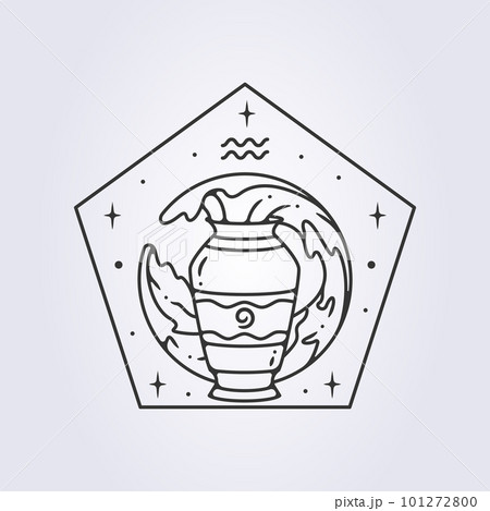 aquarius zodiac astrology horoscope vector line art illustration design 101272800