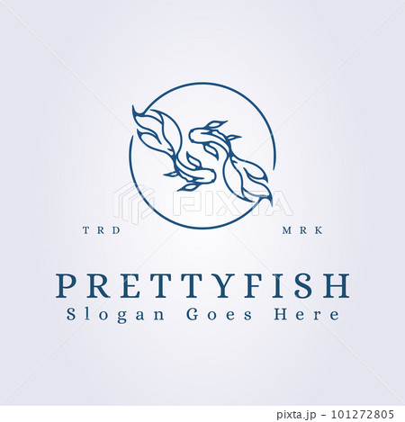 pretty couple fish logo vector line art illustration design pretty couple fish logo vector line art illustration design 101272805