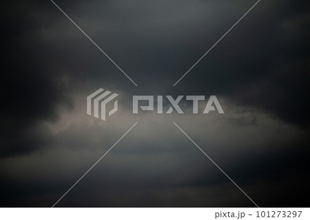 Dark black clouds in sky, Stormy rain clouds background. 101273297