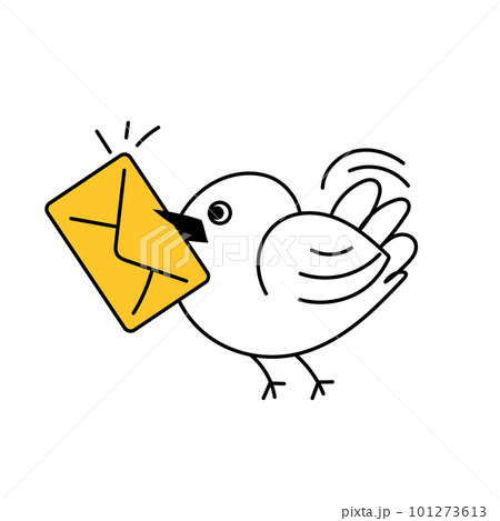 The bird carries an envelope. Chat, contacts, messages. Thin line cute vector illustration isolated on white background 101273613