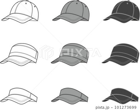 Baseball cap set. Front view. Baseball cap set. Front view. 101273699