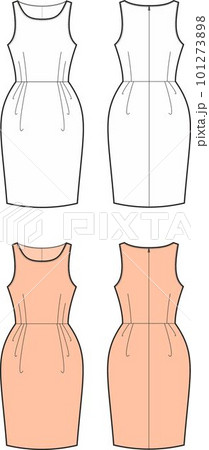 Womans summer folded dress. Front and back.  101273898