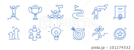 Success business career doodle icon. Success leader doodle line sketch award, certificate, trophy. Career, progress, winner concept icon. Outline editable pen stroke. Vector Success business career doodle icon. Success leader doodle line sketch award, certificate, trophy. Career, progress, winner concept icon. Outline editable pen stroke. Vector 101274332