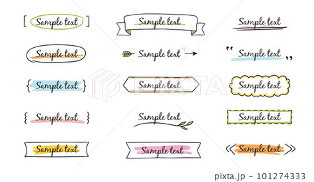 Text title frame handwriting ribbon, square, circle decoration element. Doodle cute title frame simple text box, label, tag. Hand drawn sketch style decoration. Vector Text title frame handwriting ribbon, square, circle decoration element. Doodle cute title frame simple text box, label, tag. Hand drawn sketch style decoration. Vector 101274333