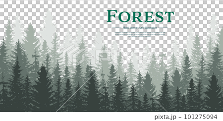 Vector illustration of panoramic landscape of coniferous forest. A view of the forest. 101275094