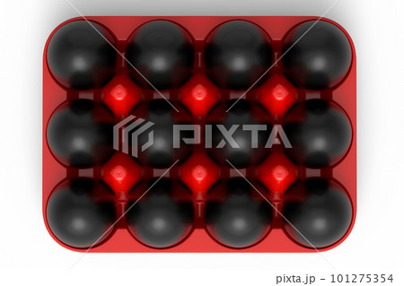 Luxury black eggs standing in plastic tray for morning breakfast 101275354