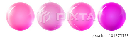 Set with glass colorful balls. Glossy realistic ball, 3D abstract vector illustration highlighted on a white background. Big metal bubble with shadow 101275573