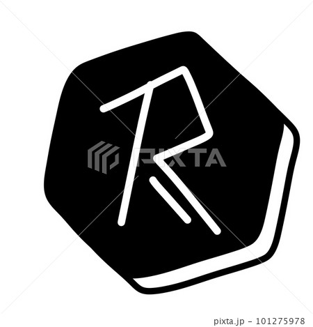 Doodle nordic rune. Black and white magic scandinavian icon. Viking mystery letter 101275978