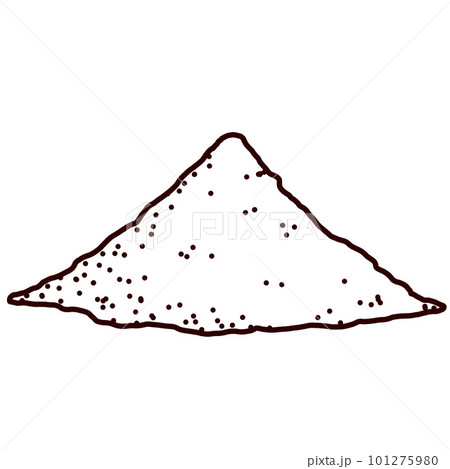 Pile of sand. Decoration of shore and the beach. Dune sketch isolated on white. Material for sandbox 101275980