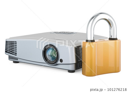Projector with padlock, 3D rendering Projector with padlock, 3D rendering 101276218