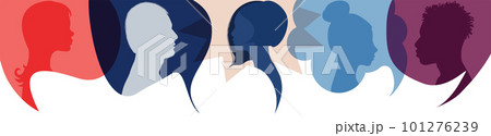 Silhouette heads people in profile.Diversity people.Speech bubble.Talking dialogue and inform.Communicate group of multiethnic people who talk and share ideas.Community.Social.Speak Silhouette heads people in profile.Diversity people.Speech bubble.Talking dialogue and inform.Communicate group of multiethnic people who talk and share ideas.Community.Social.Speak 101276239
