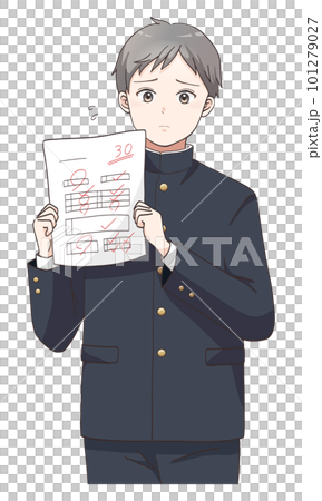 テストで赤点を取って困っている男子学生 101279027